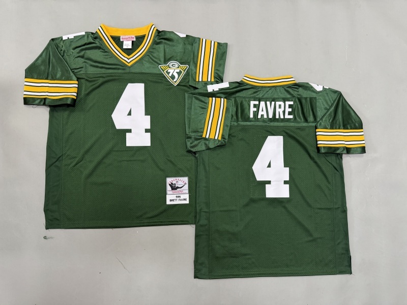 Men 2025 Green Bay Packers #4 Favre green Throwback Limited NFL Jersey style 001